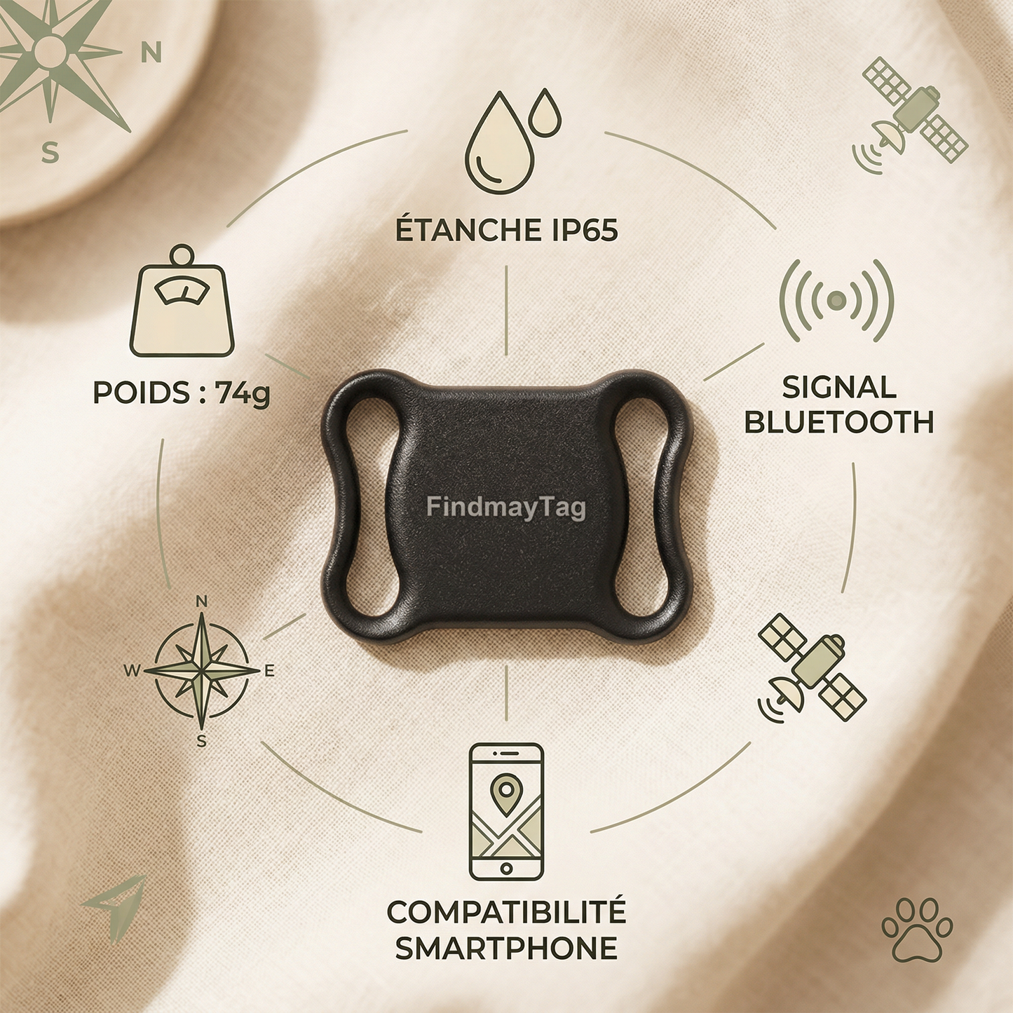 Collier GPS chat suivi en direct
